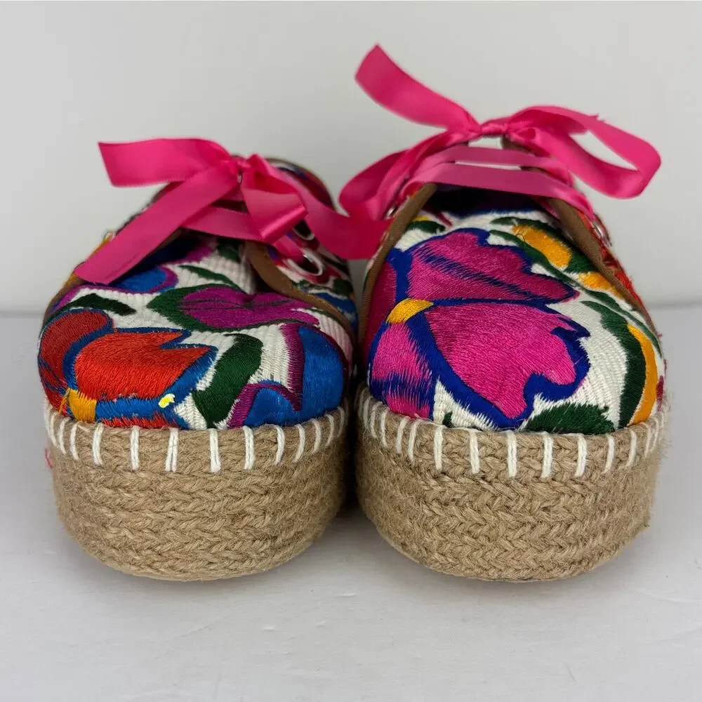 Freedazz Hand Embroidered Sassy Espadrille Shoes 10 floral colorful platform